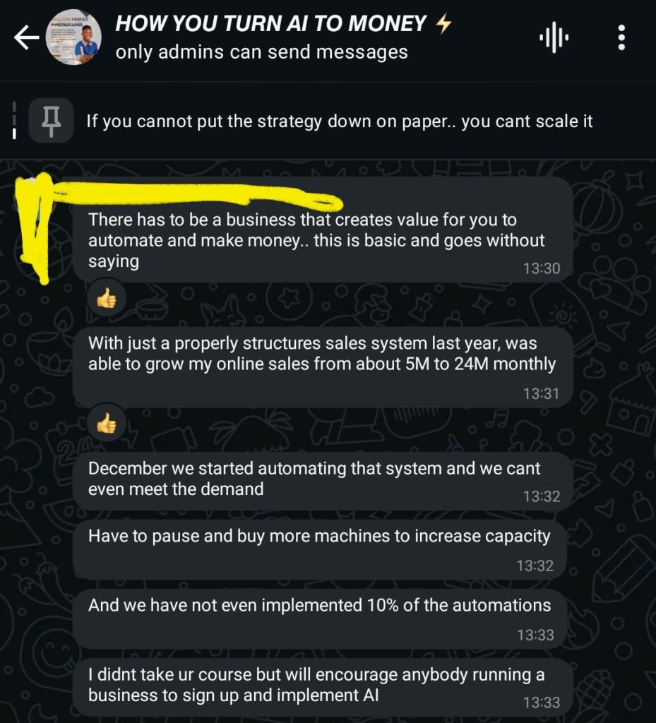 A client of mine dropping testimonial in my group